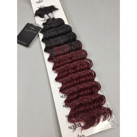 18" Nubian Yaki Deep Wave #T1B/burg Bulk Micro Braiding Hair Boho - Picture 2 of 5